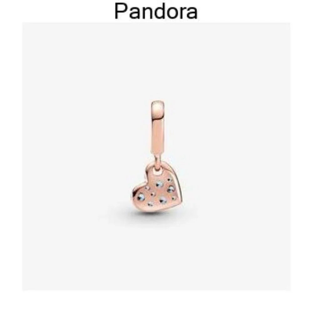 Pandora Light Blue Pav?? Tilted Heart Dangle Charm